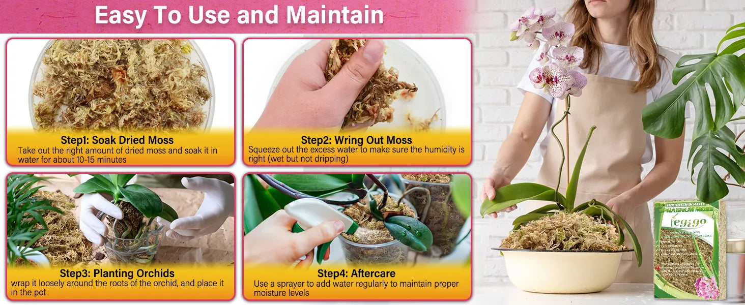 Premium Sphagnum Moss Long Fiber – 100% Natural Organic Moss for Orchids & Plants