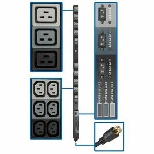 Eaton Tripp Lite Series 8.6kW 208/120V 3-Phase Basic PDU - 48 Outlets (36 C13, 6 C19, 6 5-15/20R), L21-30P Input, 6 ft. Cord, 70 in. 0U Rack
