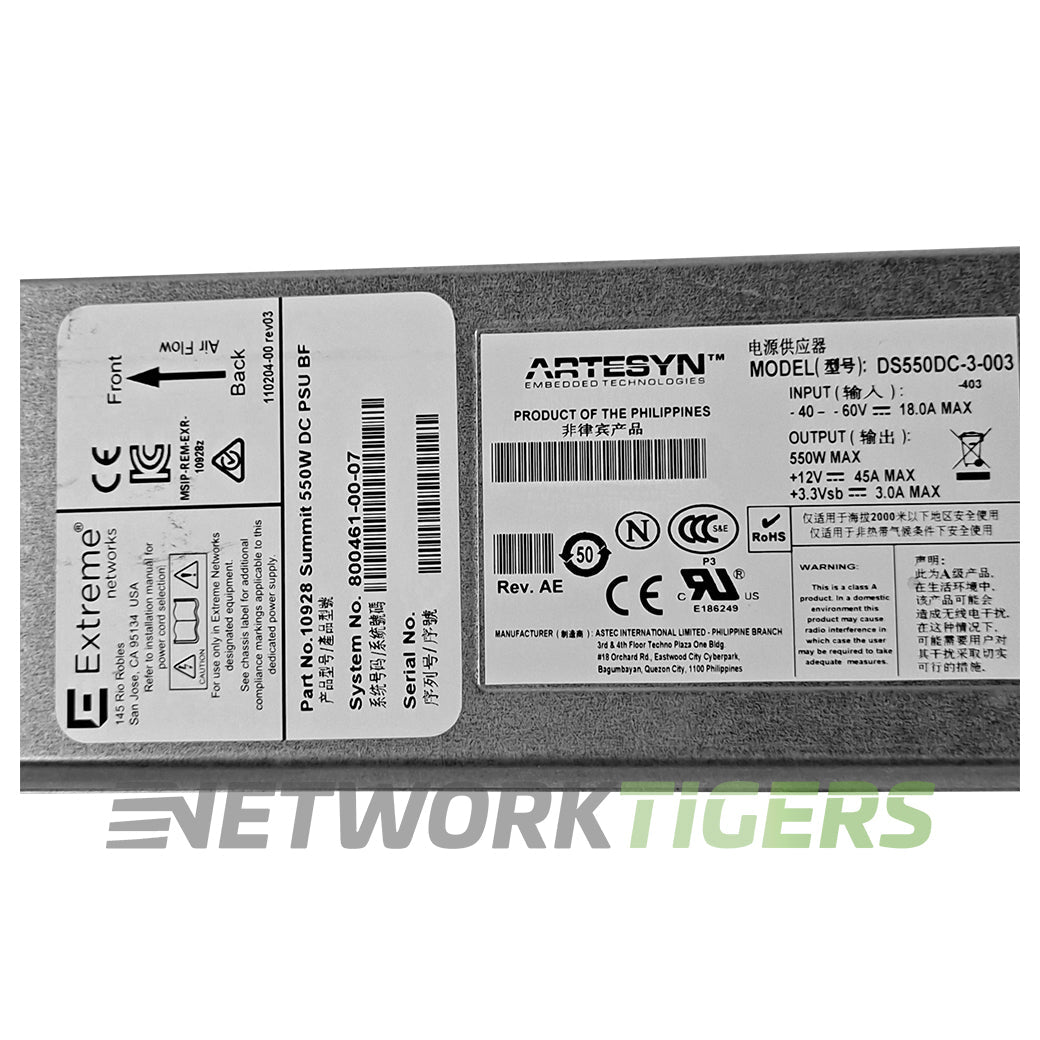 Extreme 10928 X670-G2 Series 550W DC Back-to-Front airflow Switch Power Supply
