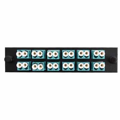 F1LC3DAPCSUL - Adapter Plate 3-Pack LC Duplex Singlemode APC Green Adapters Loaded (6 Fibers) Off White