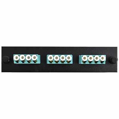 F1LC3QAPCSUL - Adapter Plate 3-Pack LC Quad Singlemode APC Green Adapters Loaded (12 Fibers) Off White
