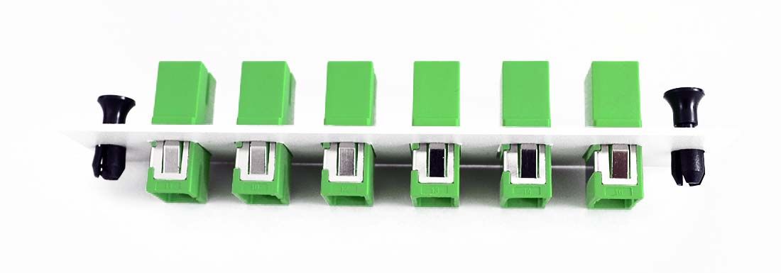 Adapter Plate 6-Pack SC Singlemode APC Green Adapters Loaded Off White