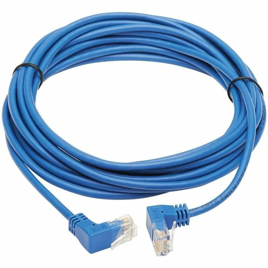 Eaton Tripp Lite Series Up/Down-Angle Cat6 Gigabit Molded Slim UTP Ethernet Cable (RJ45 Up-Angle M to RJ45 Down-Angle M), Blue, 15 ft. (4.57 m)