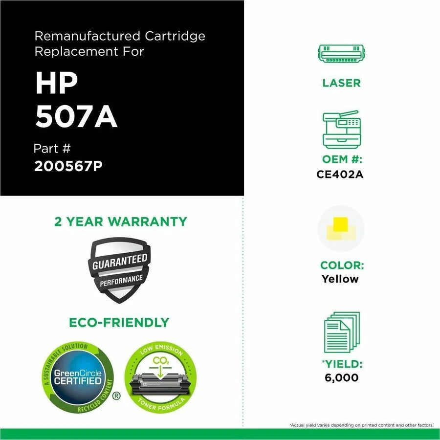 Clover Imaging Remanufactured Yellow Toner Cartridge for HP 507A (CE402A)
