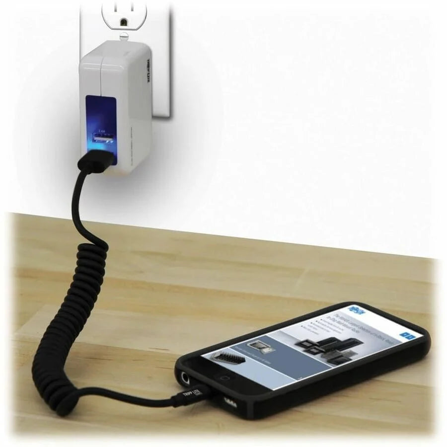 Eaton Tripp Lite Series USB-A to Lightning Sync/Charge Coiled Cable (M/M) - MFi Certified, Black, 4 ft. (1.2 m)