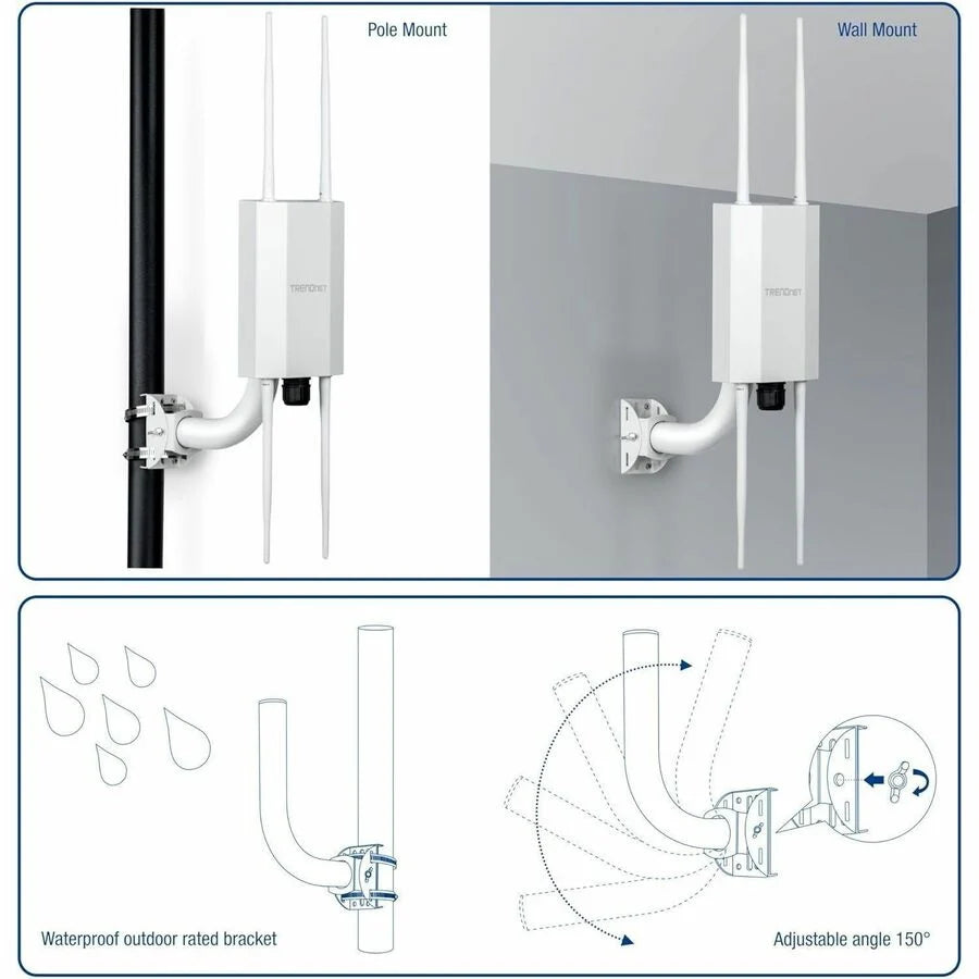 TRENDnet Universal Wall/Pole Mount Bracket 2-Pack, TEW-P012K, Mounting Bracket and Hardware Included, Compatible with Most Wireless Access Points and Surveillance Cameras, Waterproof