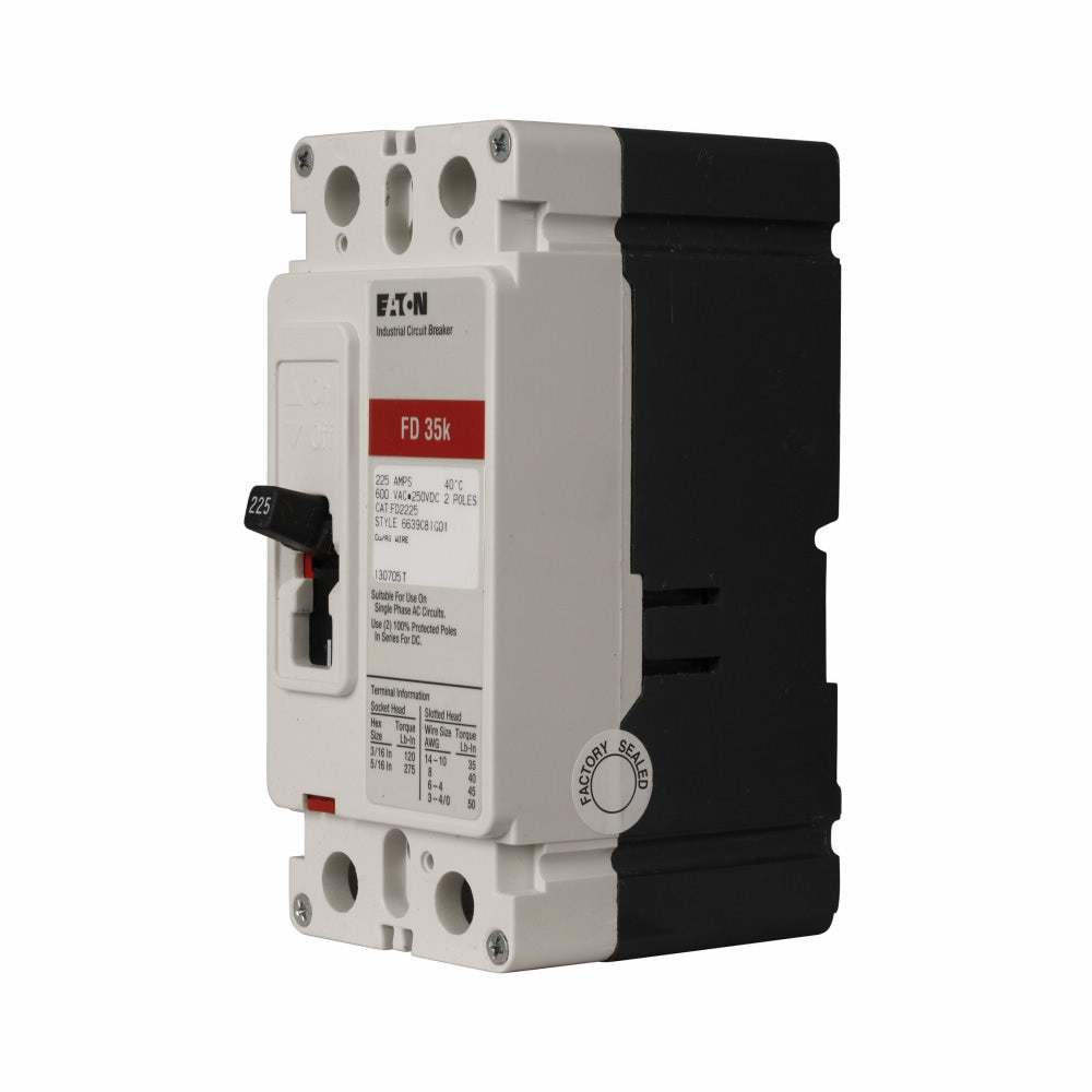 FD2175L | Eaton 175A 2-Pole Series C Molded Case Circuit Breaker for 600V Systems
