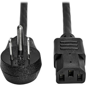 Eaton Tripp Lite Series Desktop Computer AC Power Cord, Right-Angle NEMA 5-15P to C13 - 10A, 125V, 18 AWG, 15 ft. (4.57 m), Black