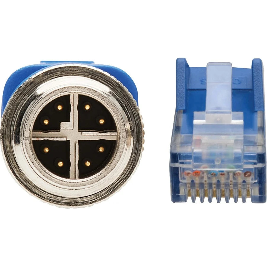 Eaton Tripp Lite Series M12 X-Code Cat6 1G UTP CMR-LP Ethernet Cable (M12 M/RJ45 M), IP68, PoE, Blue, 5 m (16.4 ft.), TAA