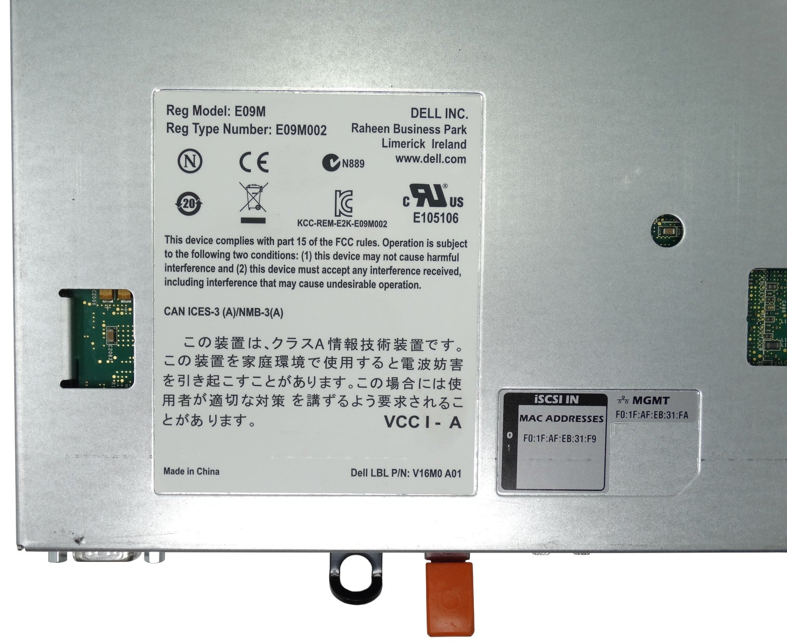 Dell EqualLogic Control Module V16M0 E09M002 Type 14 Controller 0GMH23 GMH23