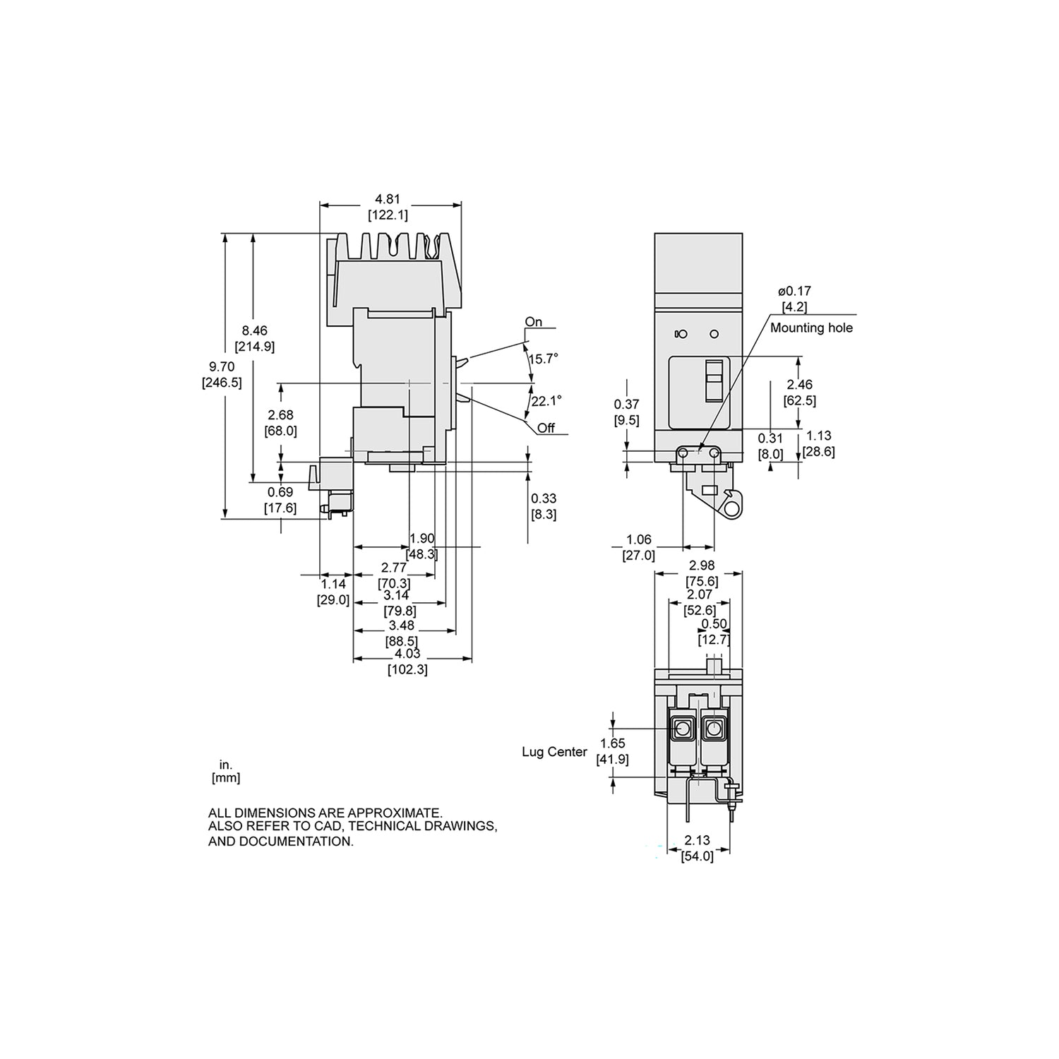 BDA24020Y1 | Square D 20A 2-Pole PowerPact B I-Line Molded Case Circuit Breaker 480Y/277VAC