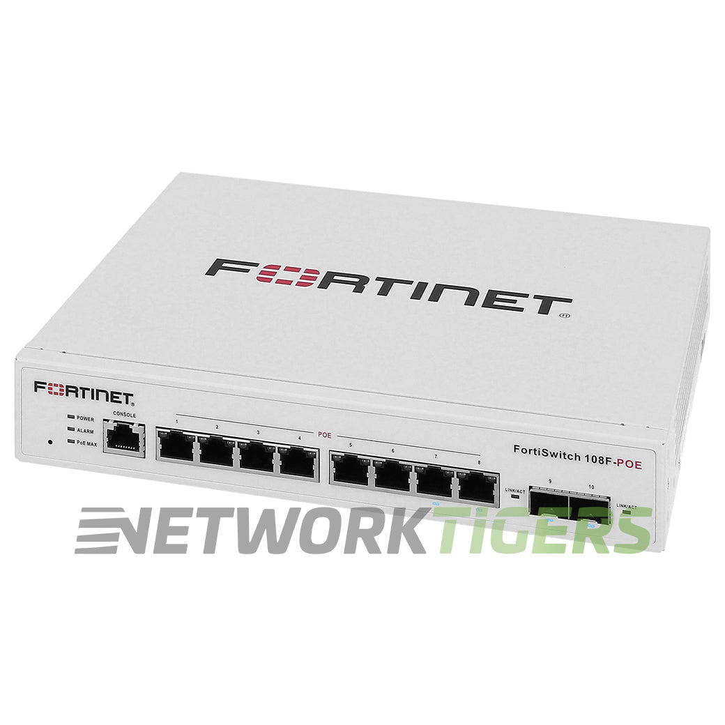 NEW Fortinet FS-108F-PoE 8x 1GB PoE RJ45 2x SFP Registrable / Unclaimed Switch