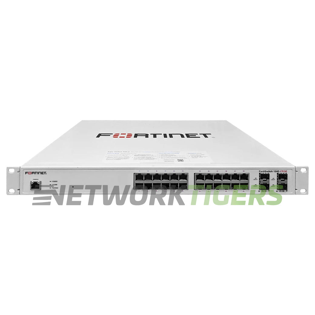 NEW Fortinet FS-124E-FPOE 24x PoE+ RJ45 4x SFP Registrable / Unclaimed Switch