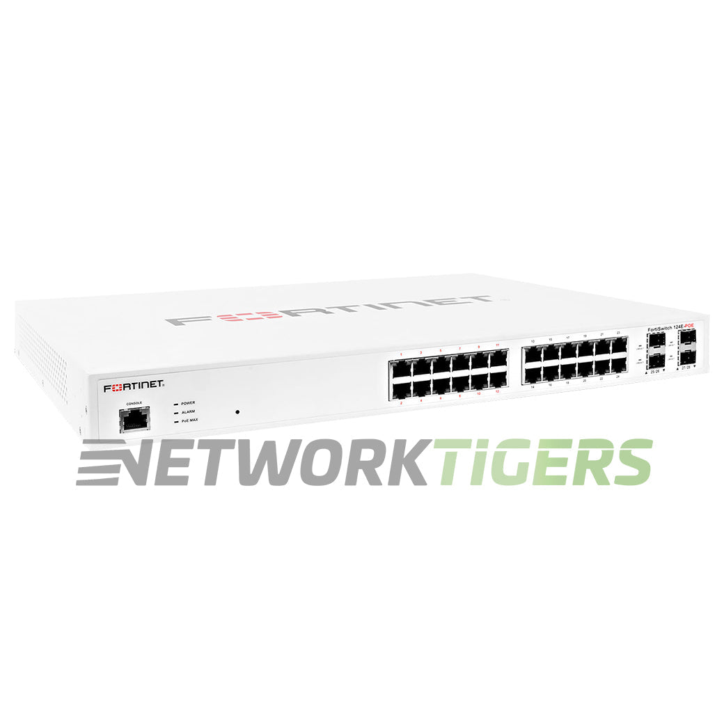 NEW Fortinet FS-124E-POE 100 24x1GB RJ45 4x1GB SFP Registrable/Unclaimed Switch