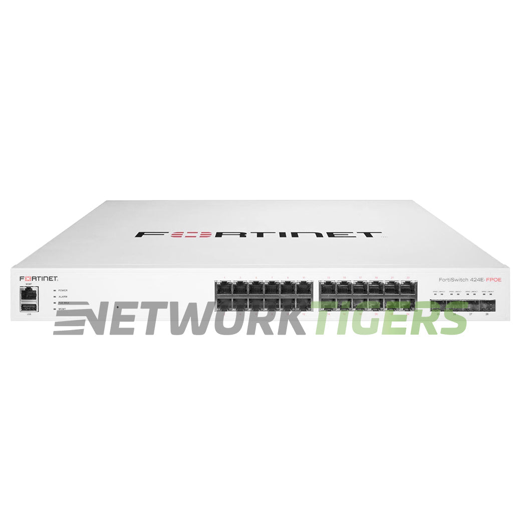 NEW Fortinet FS-424E-FPOE 24x 1GB PoE+ RJ45 4x SFP+ Registrable/Unclaimed Switch