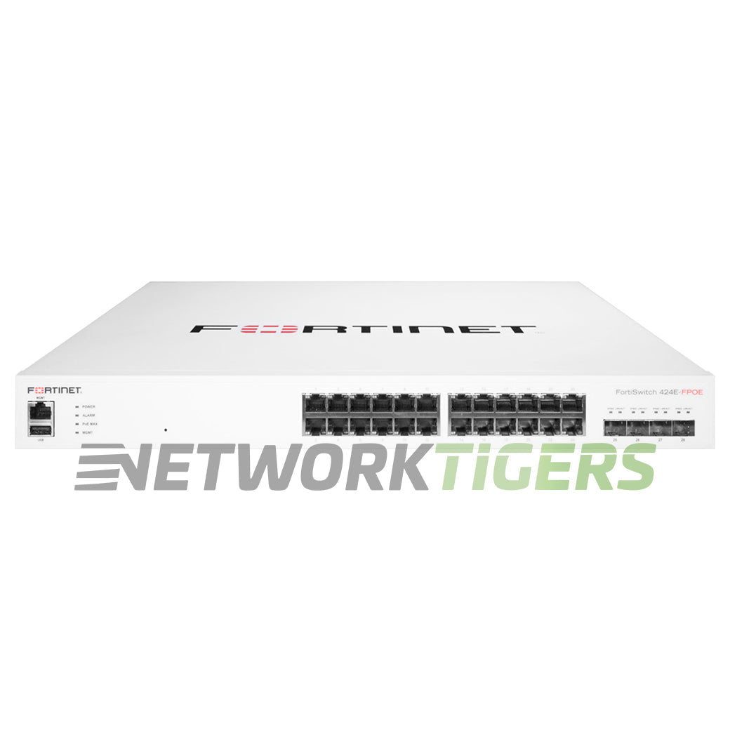 Fortinet FS-424E-FPOE 24x 1GB PoE+ RJ45 4x SFP+ Local Management Only Switch