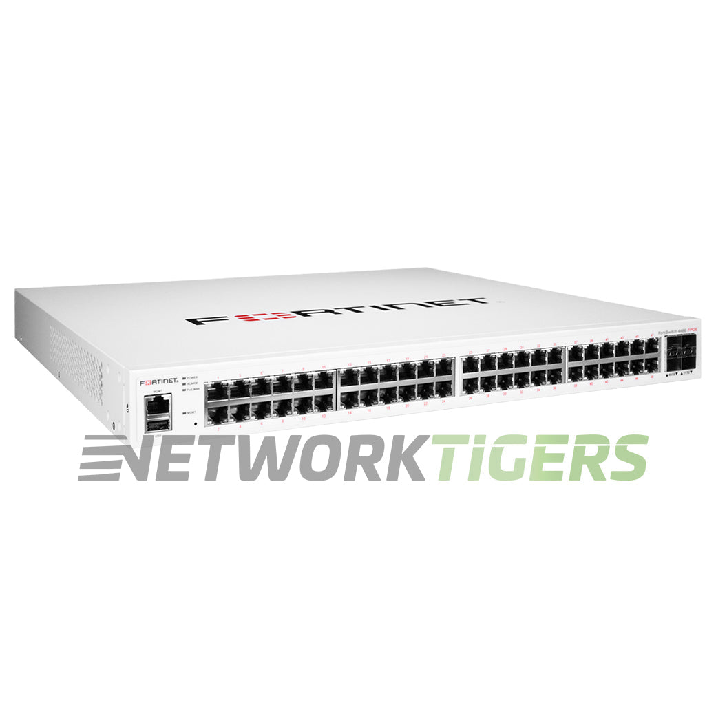 NEW Fortinet FS-448E-FPOE 48x 1GB PoE+ RJ45 4x SFP+ Registrable/Unclaimed Switch