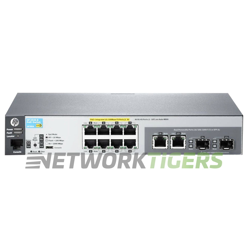 NEW HPE Aruba J9780A 2530-8-PoE+ 8x FE PoE+ RJ45 2x 1GB Combo Switch