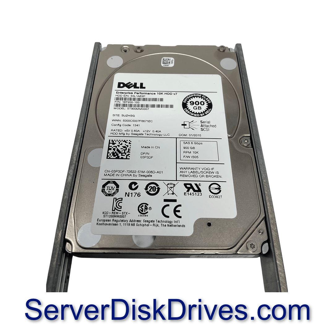 3P3DF Dell Enterprise 900GB 10K 6Gb/s 2.5" SFF SAS Drive ST900MM0007