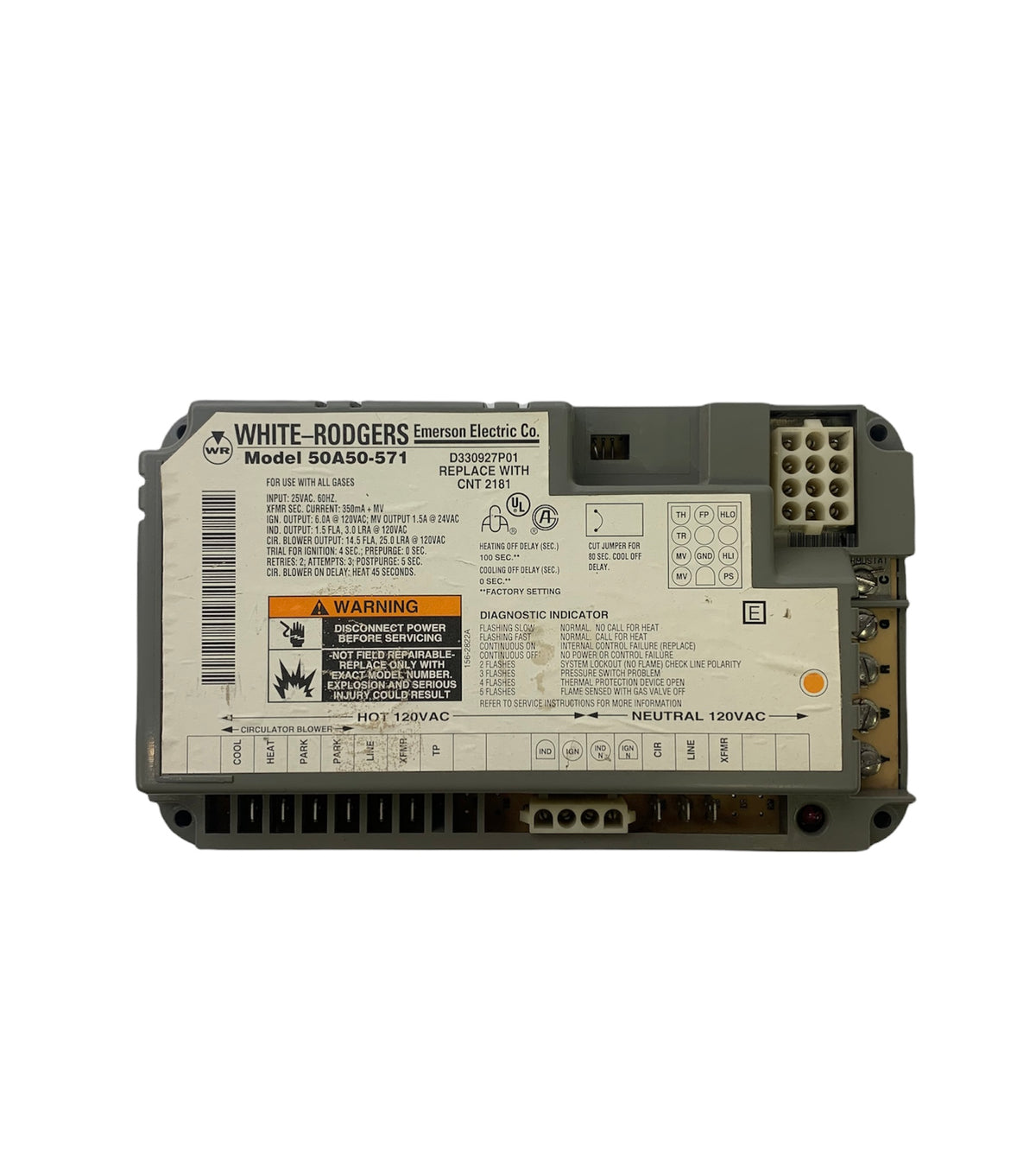 White-Rodgers 50A50-571 Integrated Furnace Control Board for Compatible Trane and American Standard Gas Furnaces