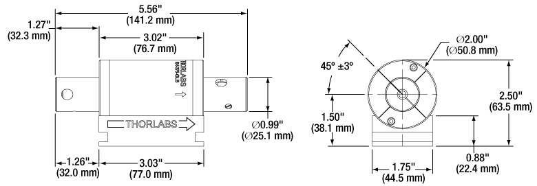 Free-Space Isolator, 375 nm, Ø2.7 mm Max Beam, 3 W Max