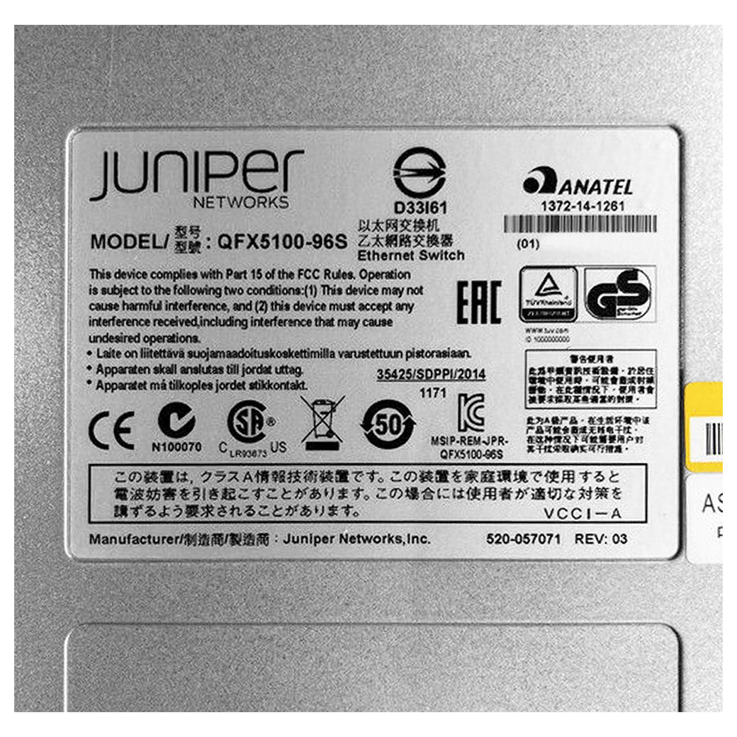 NEW Juniper QFX5100-96S-DC-AFI 96x 10GB SFP+ 8x 40GB QSFP+ B-F Air (DC) Switch