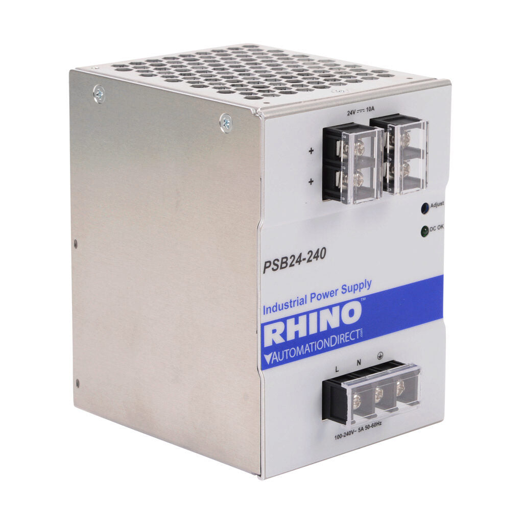 PSB24-240 | AutomationDirect RHINO 24VDC 10A DIN Rail Power Supply