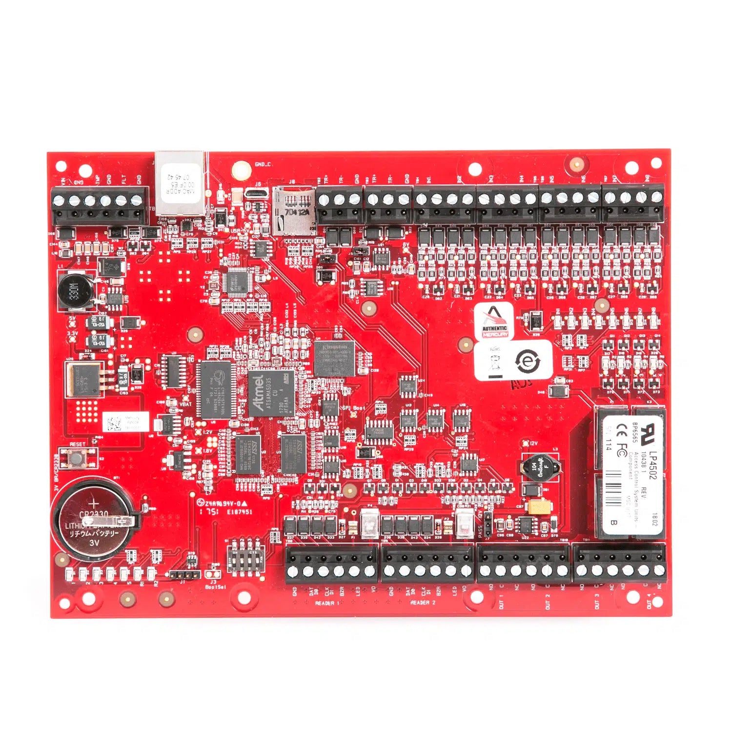 LP4502 | Mercury Security Intelligent Access Controller with 2 Readers, 8 Inputs, and 4 Relay Outputs