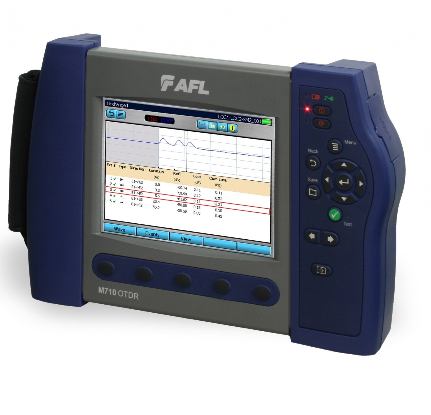 AFL M710 Quad OTDR Specify APC/UPC Language Power Cord
