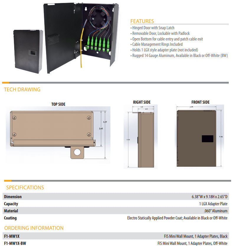 1 Adapter Plate Mini Wall Mount Enclosure (Unloaded)