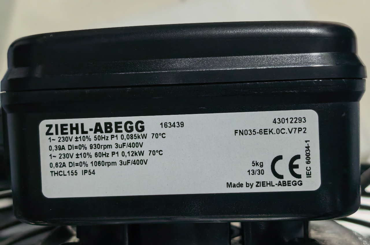 ZIEHL-ABEGG FN035-6EK.0C.V7P2 Axial Fan | 85/120W Dual-Power | 230V Single-Phase