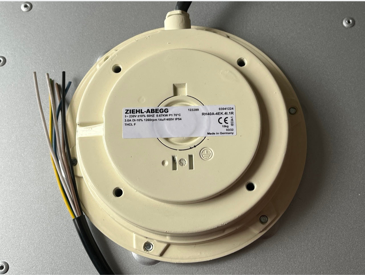 RH40A-4EK.4I.1R ZIEHL-ABEGG centrifugal fan 0.67kw 1-230V 3.0A