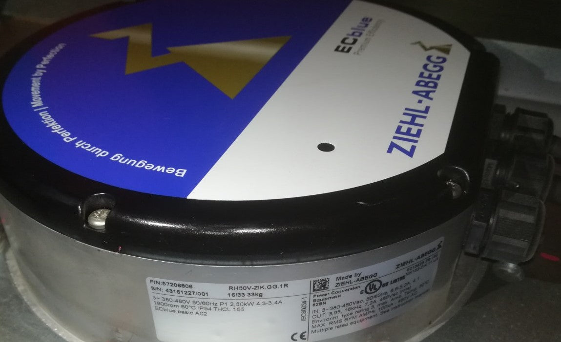 RH50V-ZIK.GG.1R ZIEHL-ABEGG Centrifugal fan 380/480V 2.6kW 4.3/3.4A 1800rpm industrial cooling fan