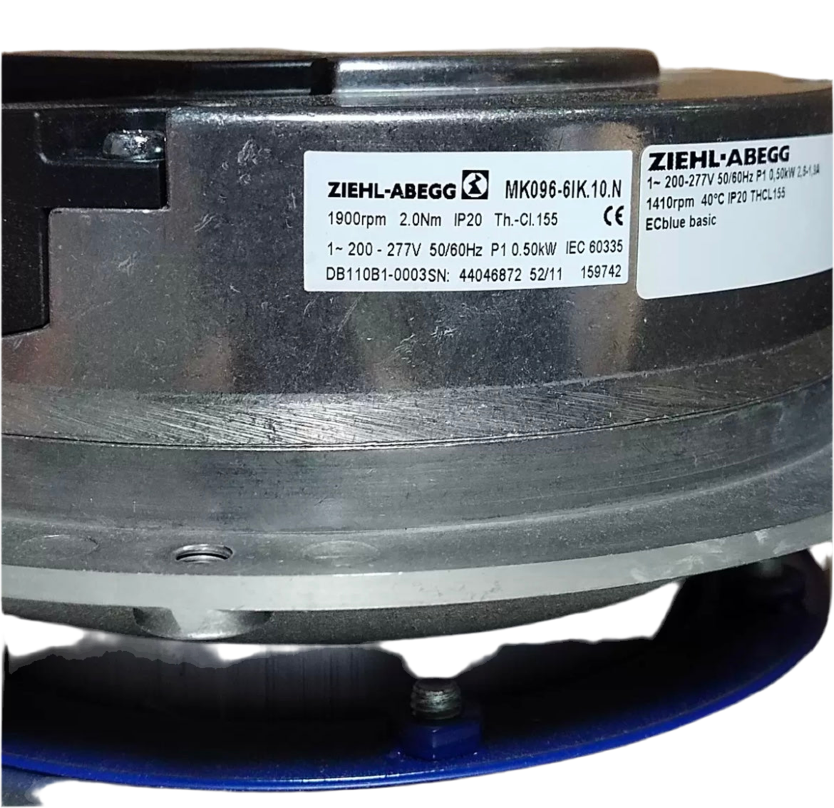 RH40G-6IK.BF.1R 57201423 ZIEHL-ABEGG centrifugal fan 1-200-277V 50/60HZ 0.5kW 2.6/1.9A 1410rpm
