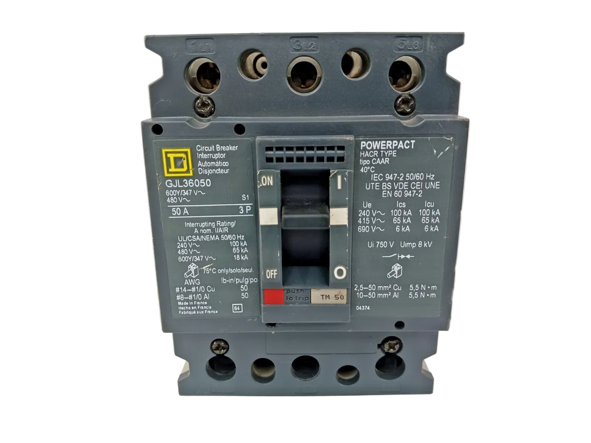 Square D GJL36050 50A 3-Pole 600V G-Frame Molded Case Circuit Breaker