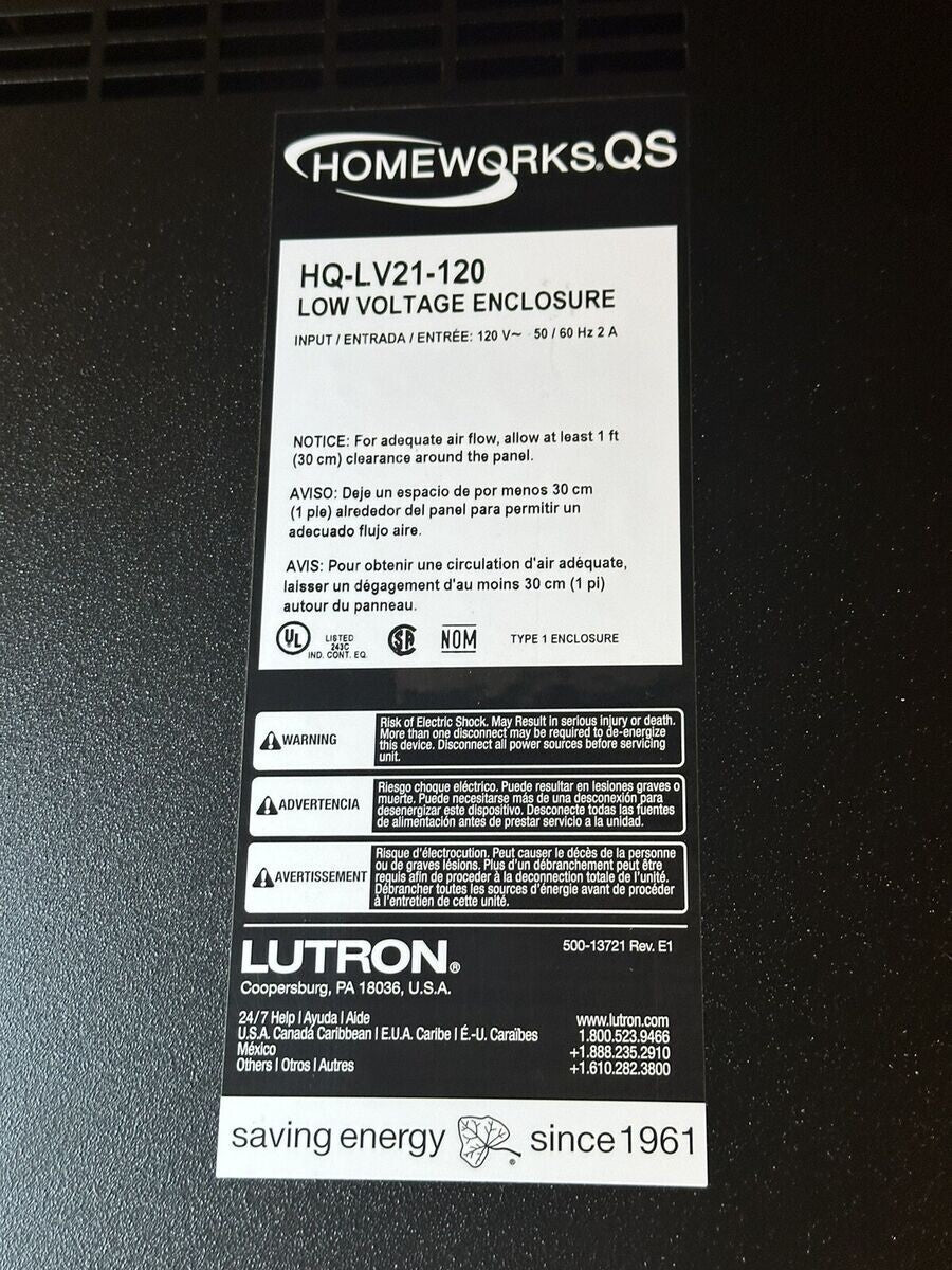 Lutron HQ-LV21-120 HomeWorks Low Voltage Enclosure 14×21