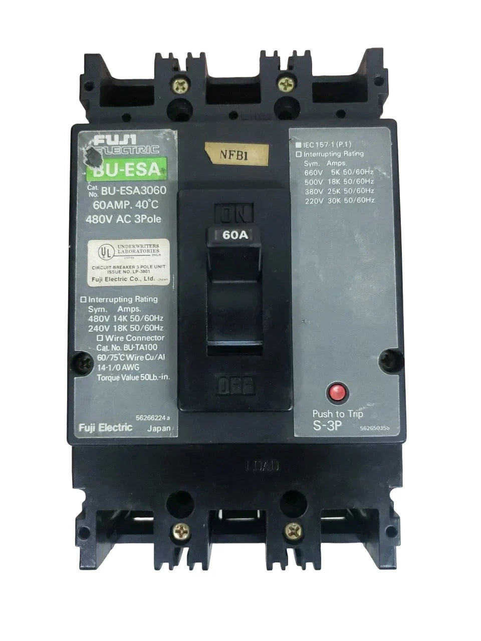Fuji BU-ESA3060 60A 3-Pole 240/480V Molded Case Circuit Breaker