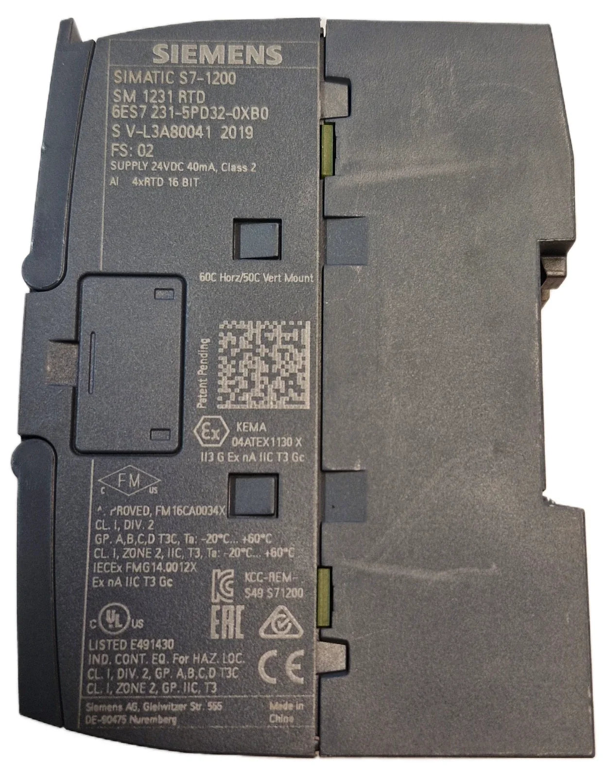 Siemens 6ES7231-5PD32-0XB0 SIMATIC S7-1200 RTD Analog Input Module 4 Channel