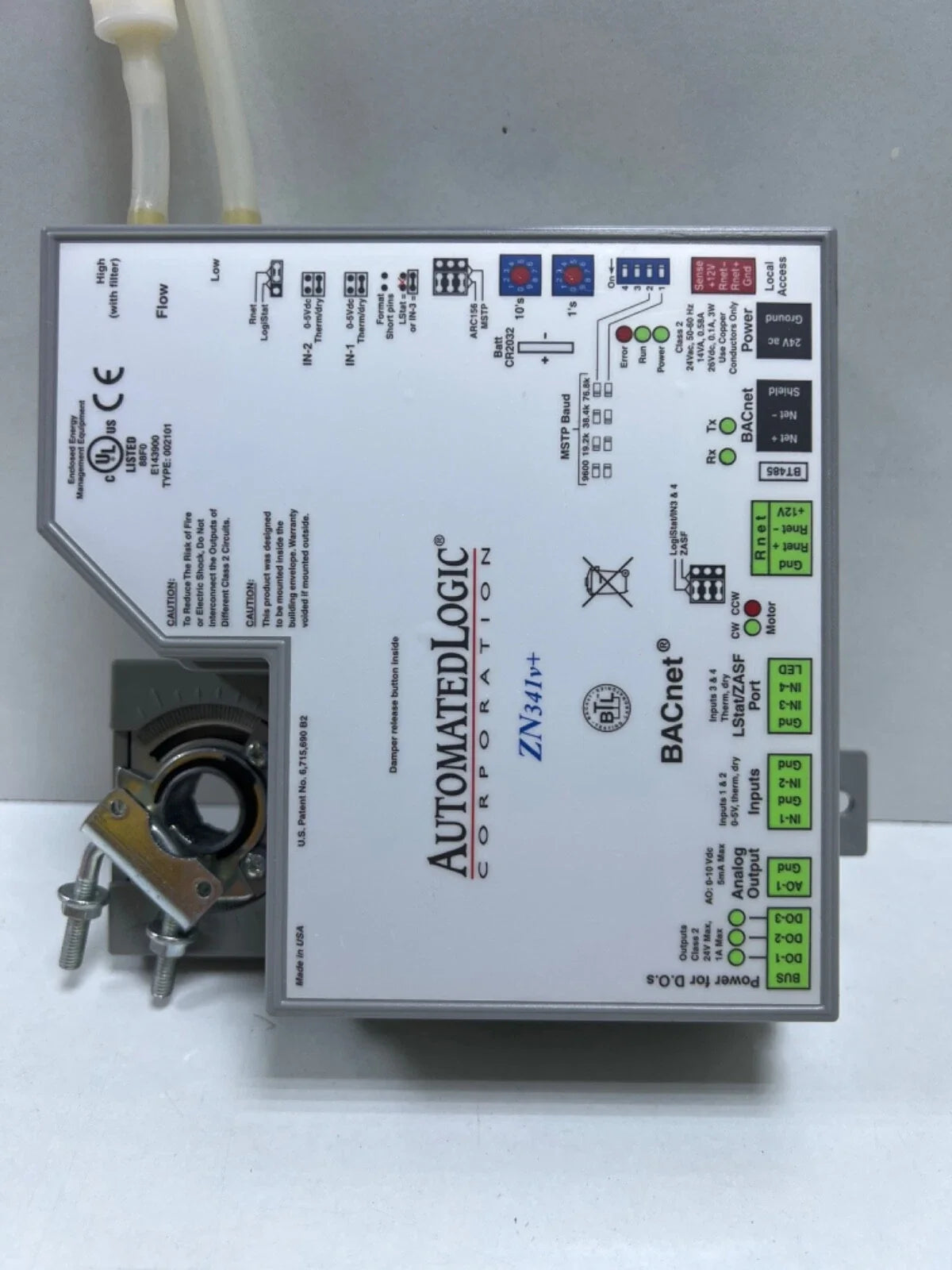 Automated Logic ZN341V+ BACnet Variable Air Volume Zone Controller with Integrated Actuator
