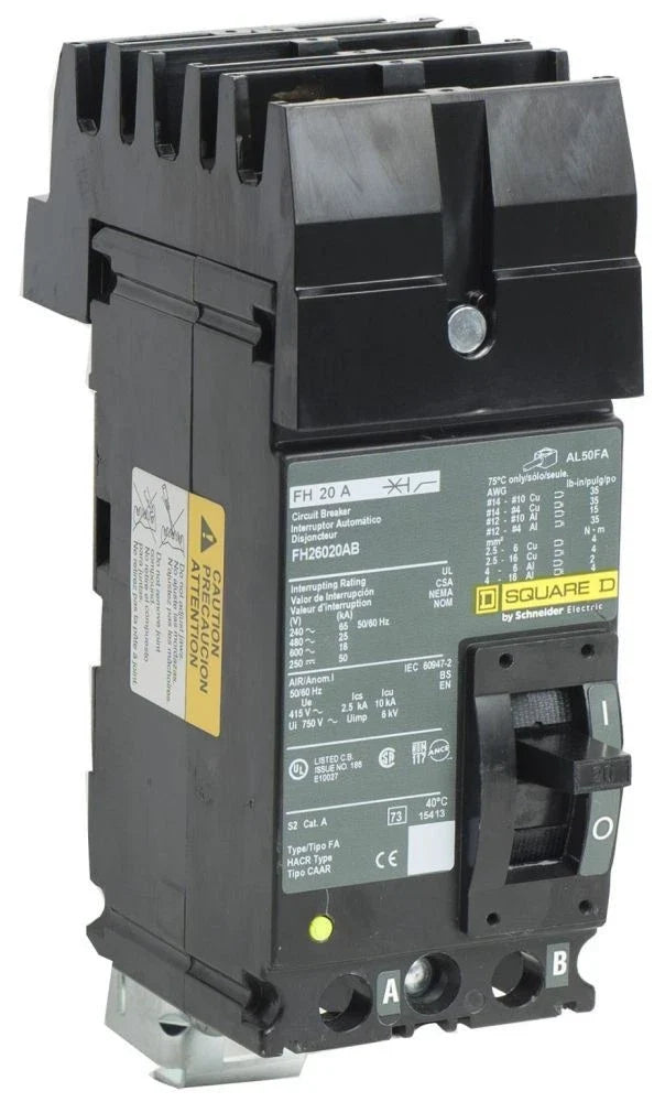 FH26050BC | Square D FH Series 50A 2-Pole 600V I-Line Circuit Breaker