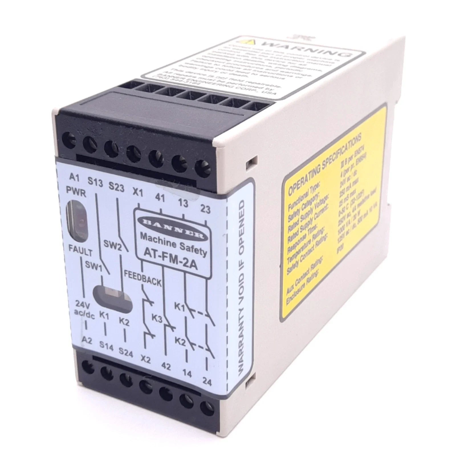 AT-FM-2A | Banner Engineering Two-Hand Control Safety Relay, 24 V AC/DC