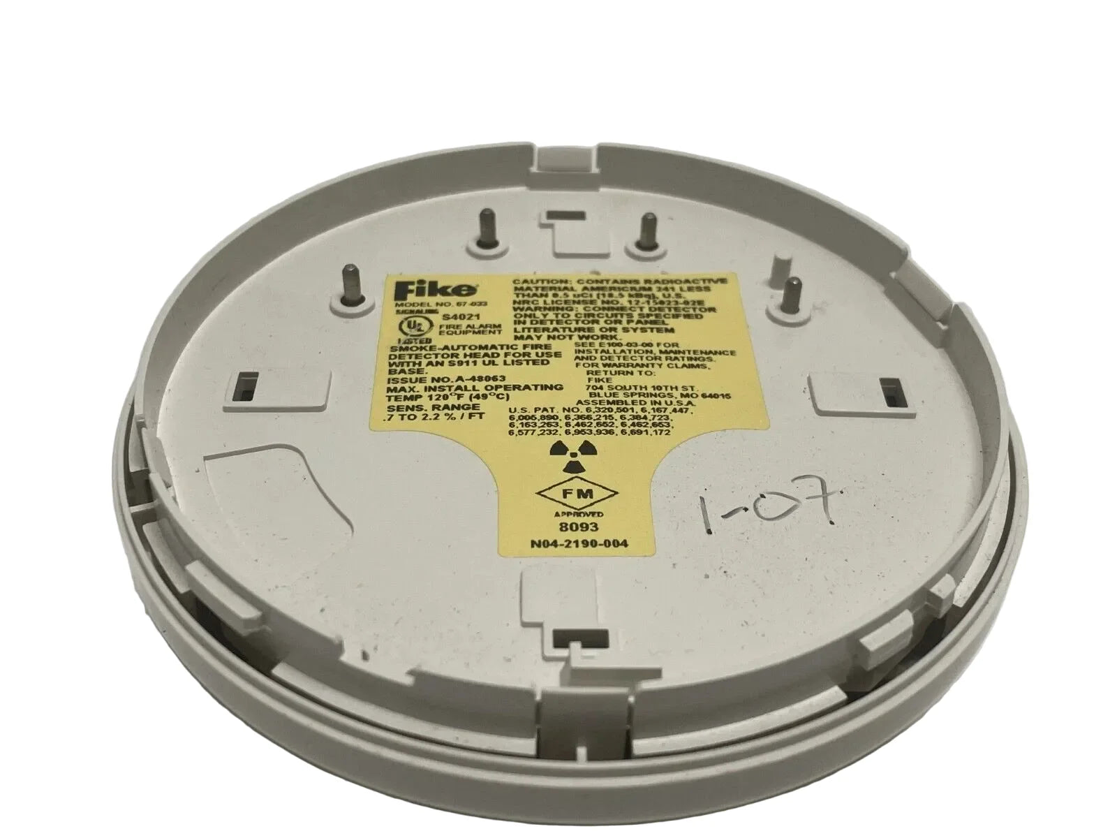 Fike 67-033 Intelligent Ionization Smoke Detector