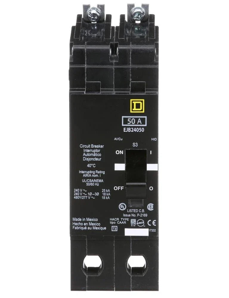 EJB24050 | Square D 50A 2-Pole EJB Series Bolt-On Circuit Breaker