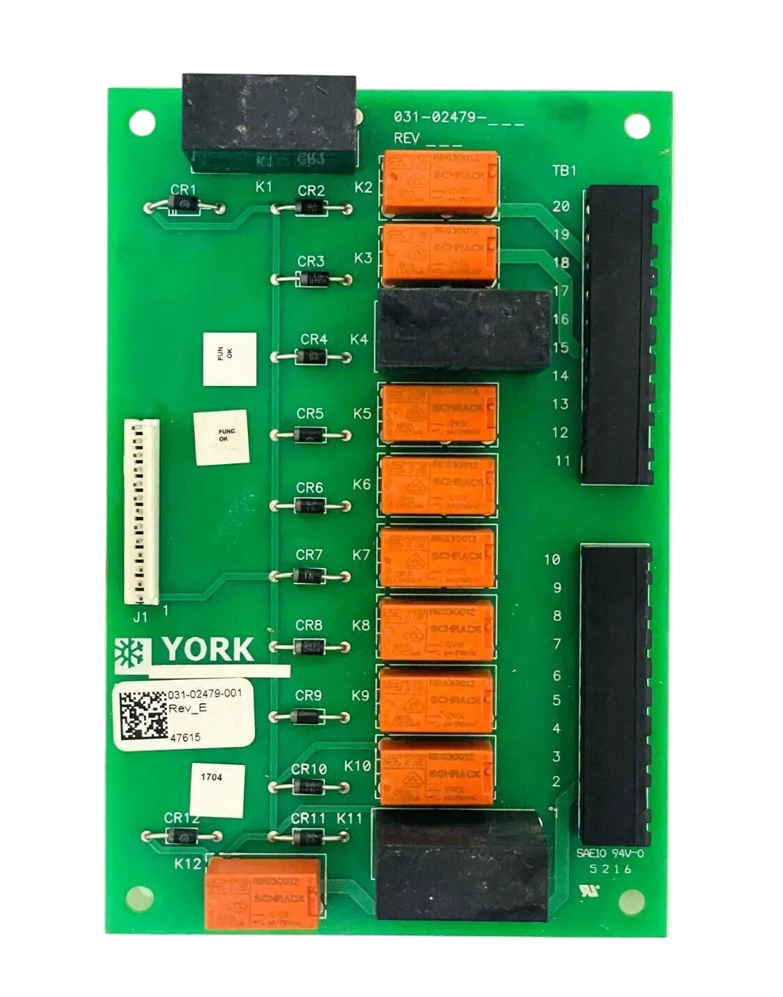 York 031-02479-001 Relay Circuit Board
