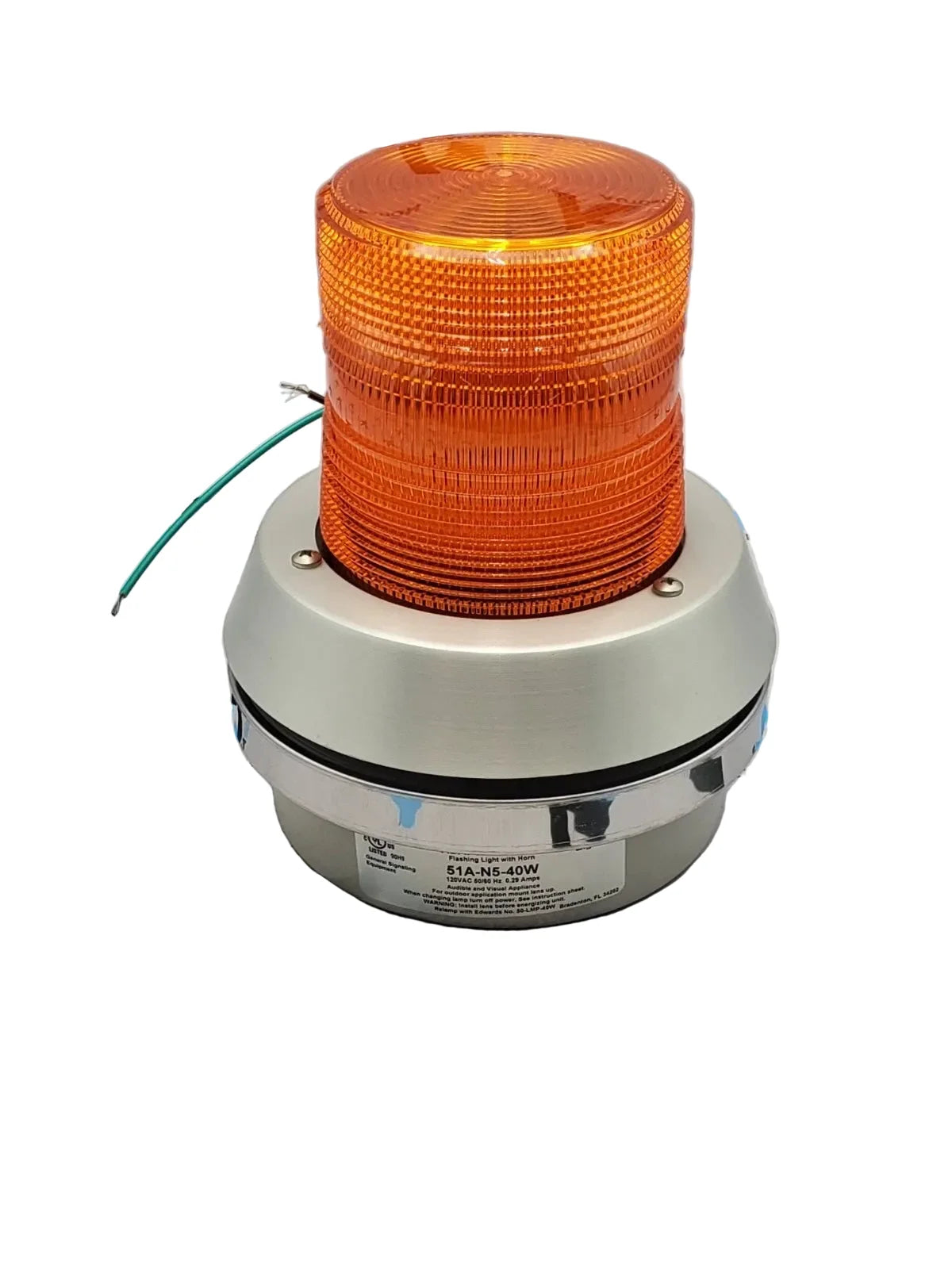 Edwards Signaling 51A-N5-40W 120 VAC Amber Flashing Beacon with Incandescent Lamp