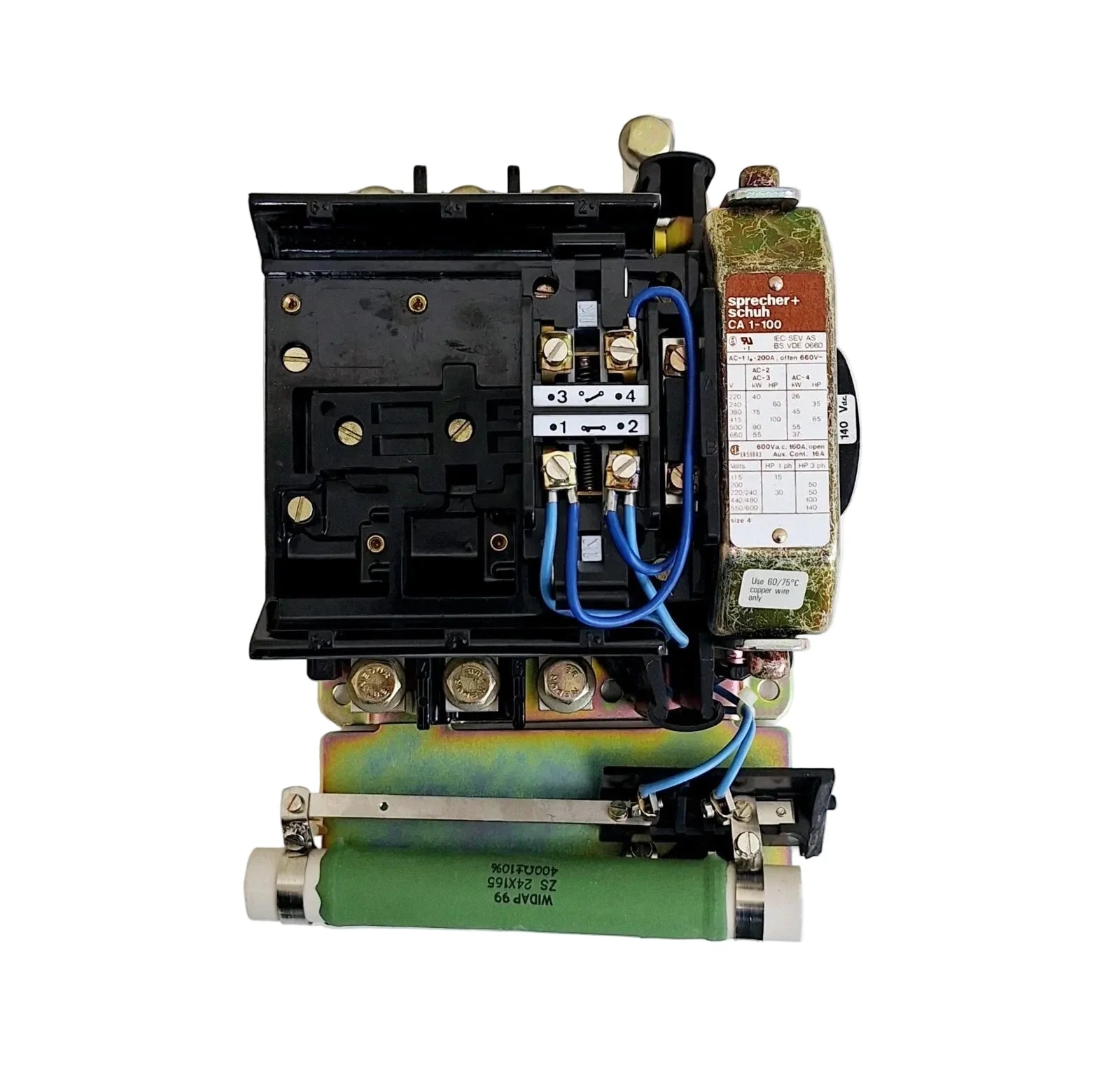 Sprecher + Schuh CA1-100 Size 4 IEC Power Contactor 160A 600VAC 3-Pole