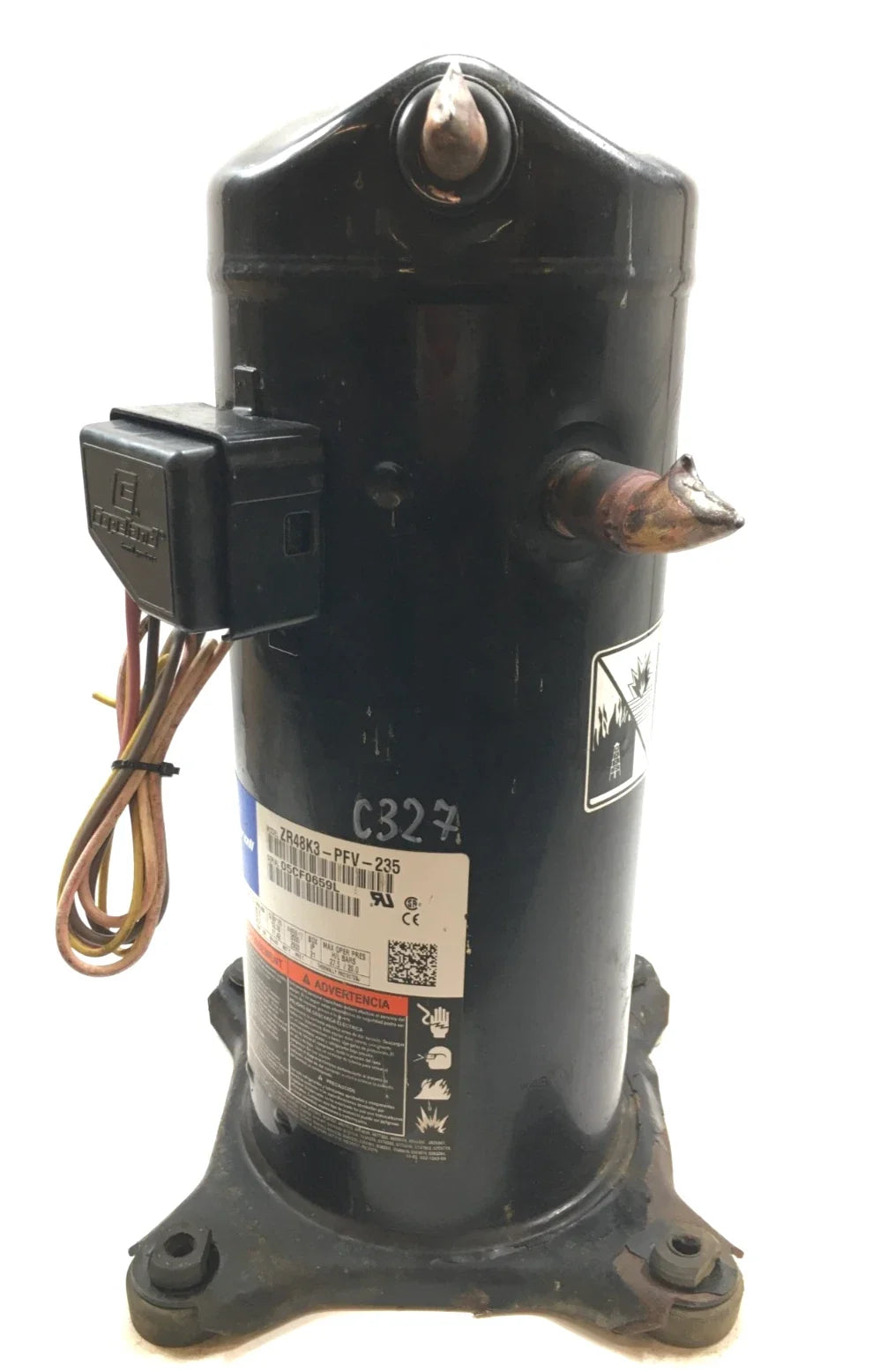 ZR48K3-PFV-235 | Copeland 4 Ton Scroll Compressor 208–230V 1PH 48,200 BTU R22/R407C