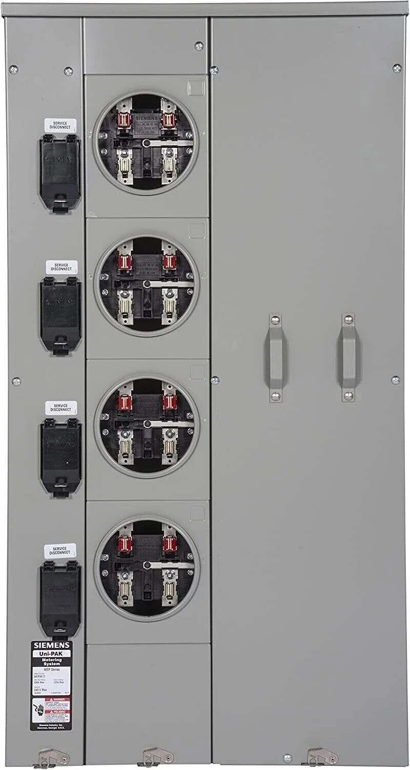 Siemens WEP4411 400A 1-Phase Meter Pack 4J Ring Multi-Position Meter Socket Panel