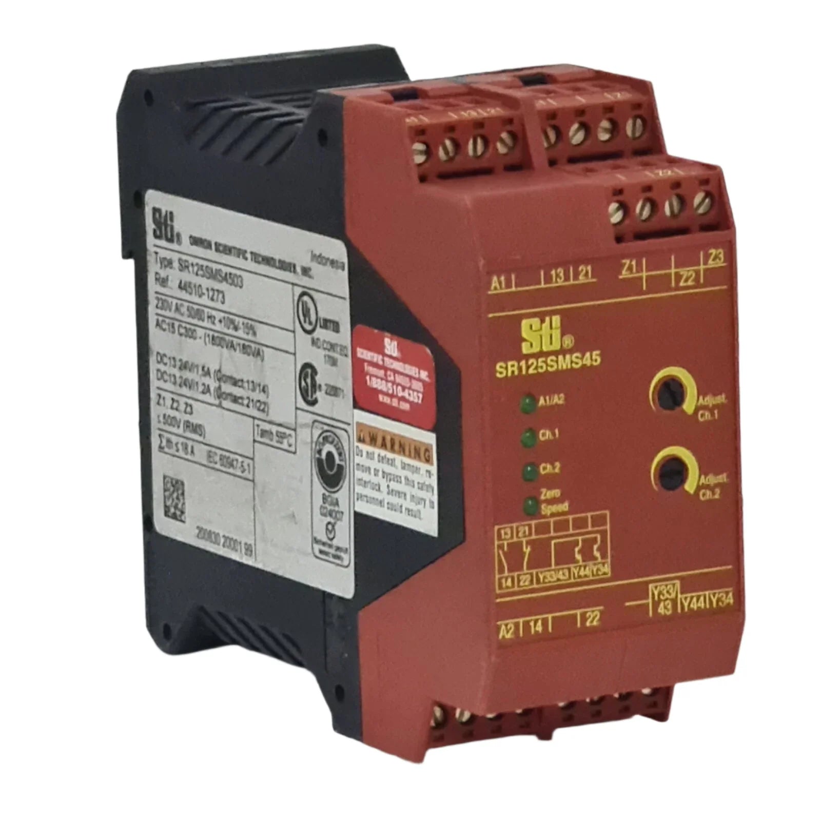 Omron SR125SMS4503 Stop Motion Sensing Unit for Industrial Motor Safety Monitoring