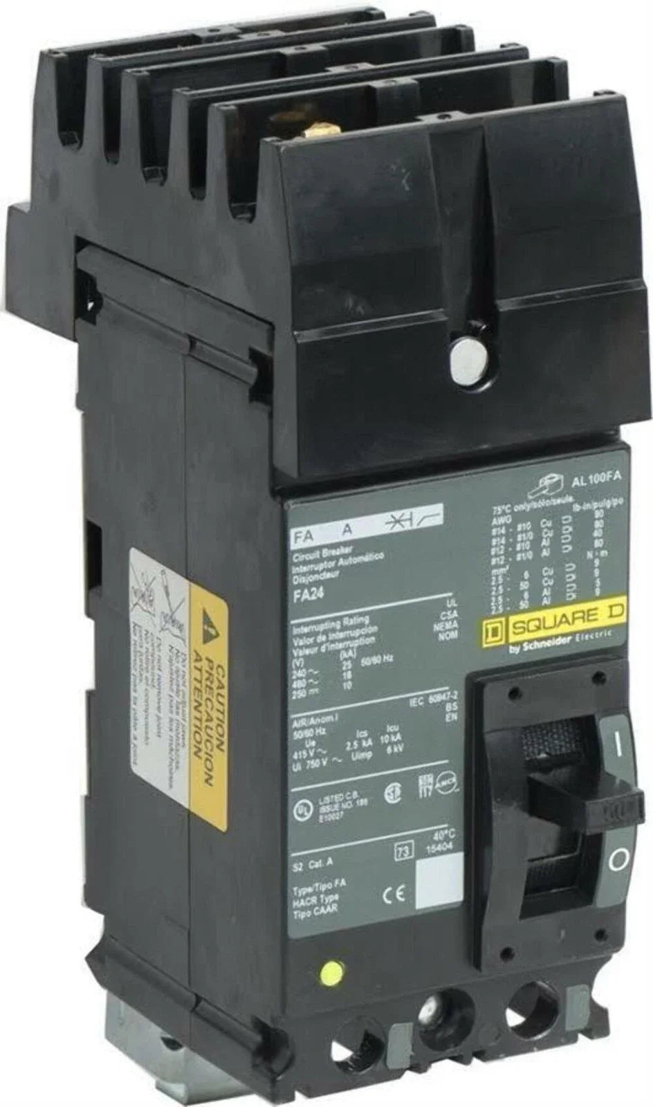 FA24090AC | Square D 90A 2-Pole 480VAC I-Line Thermal-Magnetic Circuit Breaker